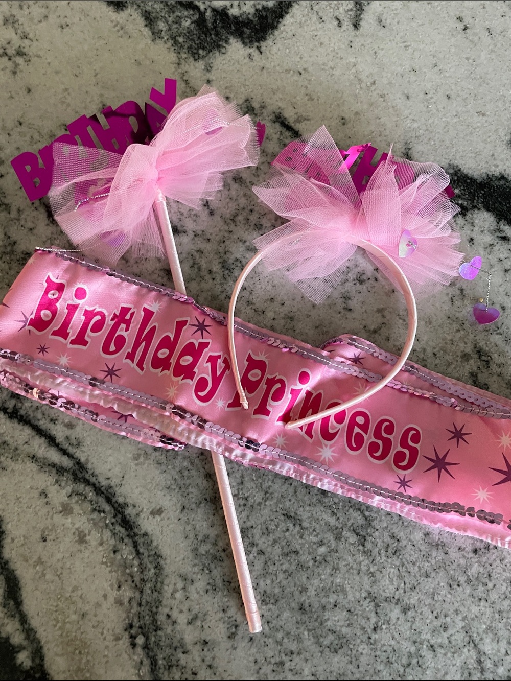 Birthday Princess Pink Tiara Headband & Sash Set